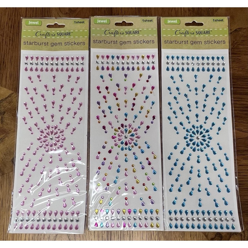 CRAFTER'S SQUARE STARBURST GEM STICKERS *SET of 3 NEW SCRAPBOOK WEDDING
